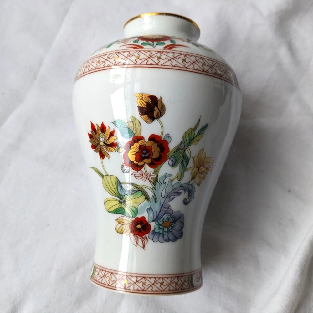 Vintage Haviland Limoges Cathay Floral Gold Trim Porcelain Vase